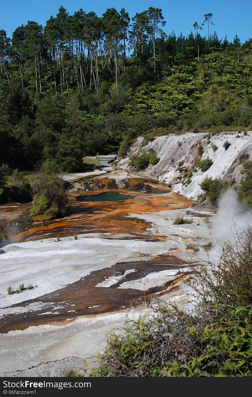 Silica terraces in Orakei Korako Hidden Valley.