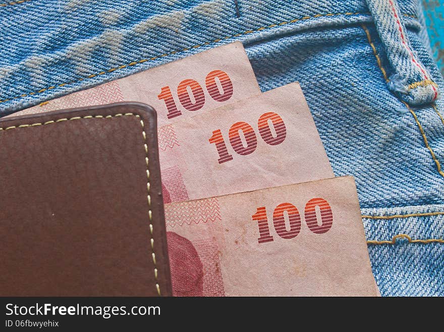 Banknote in  jeans pocket