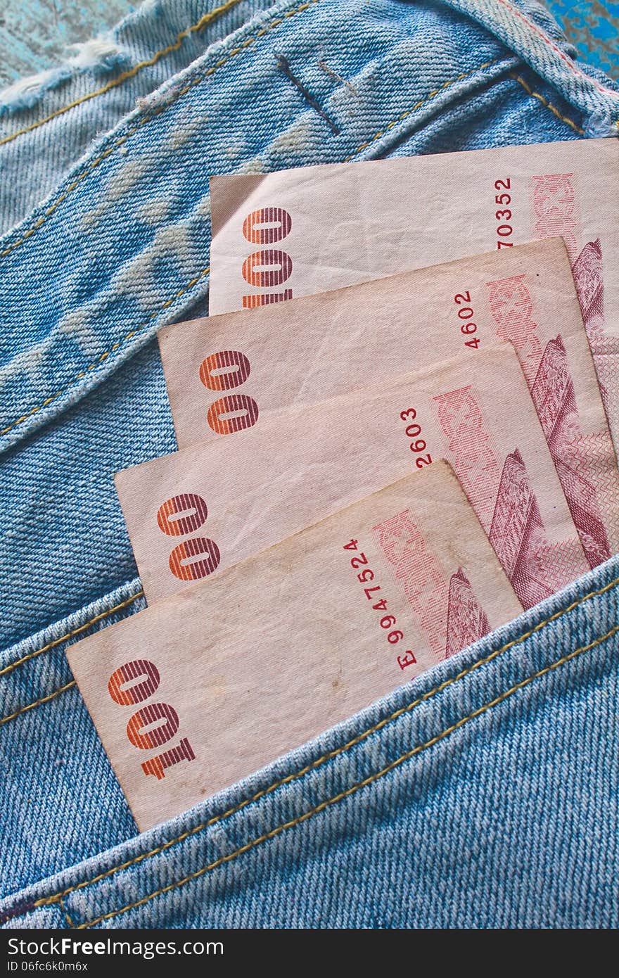 Banknote in  jeans pocket