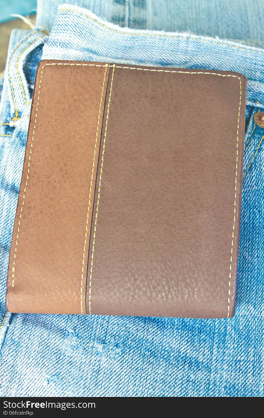 Brown Wallet In Jeans Trousers Back Pocket