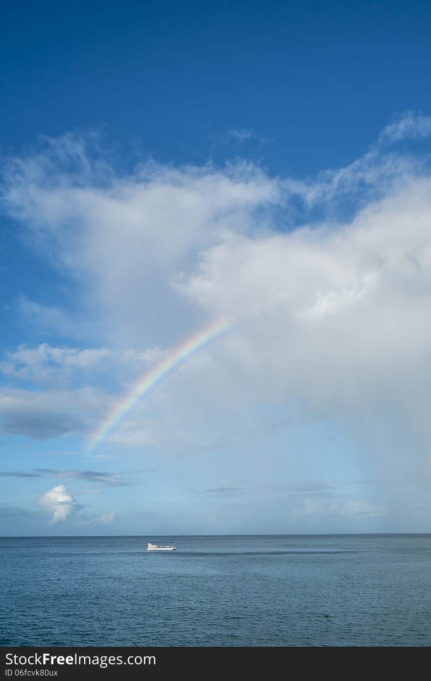 Rainbow Over The Caribbean Ocean