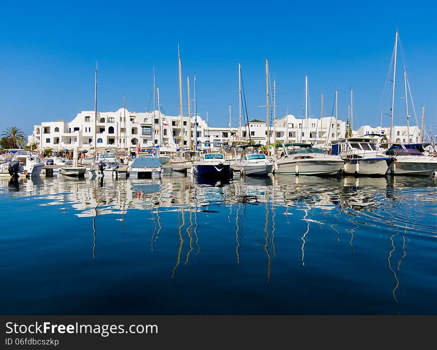 Beautiful yacht in the port