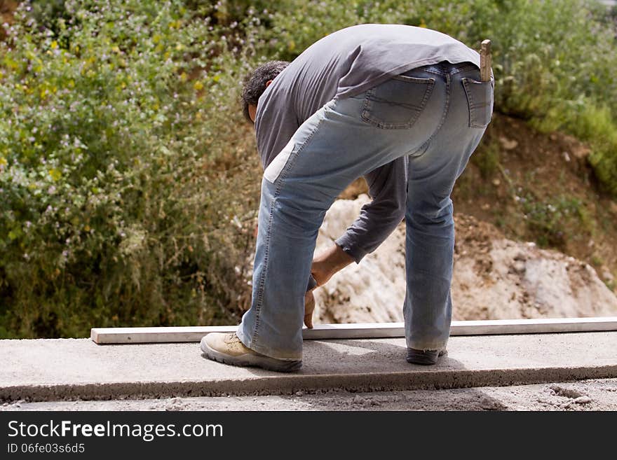 Builder working on a site for a new construction