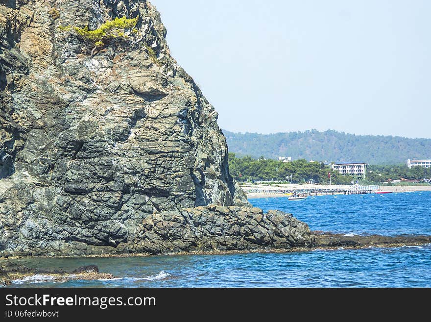 Rock sea coast and cliff in Kemer , Turkey. Rock sea coast and cliff in Kemer , Turkey