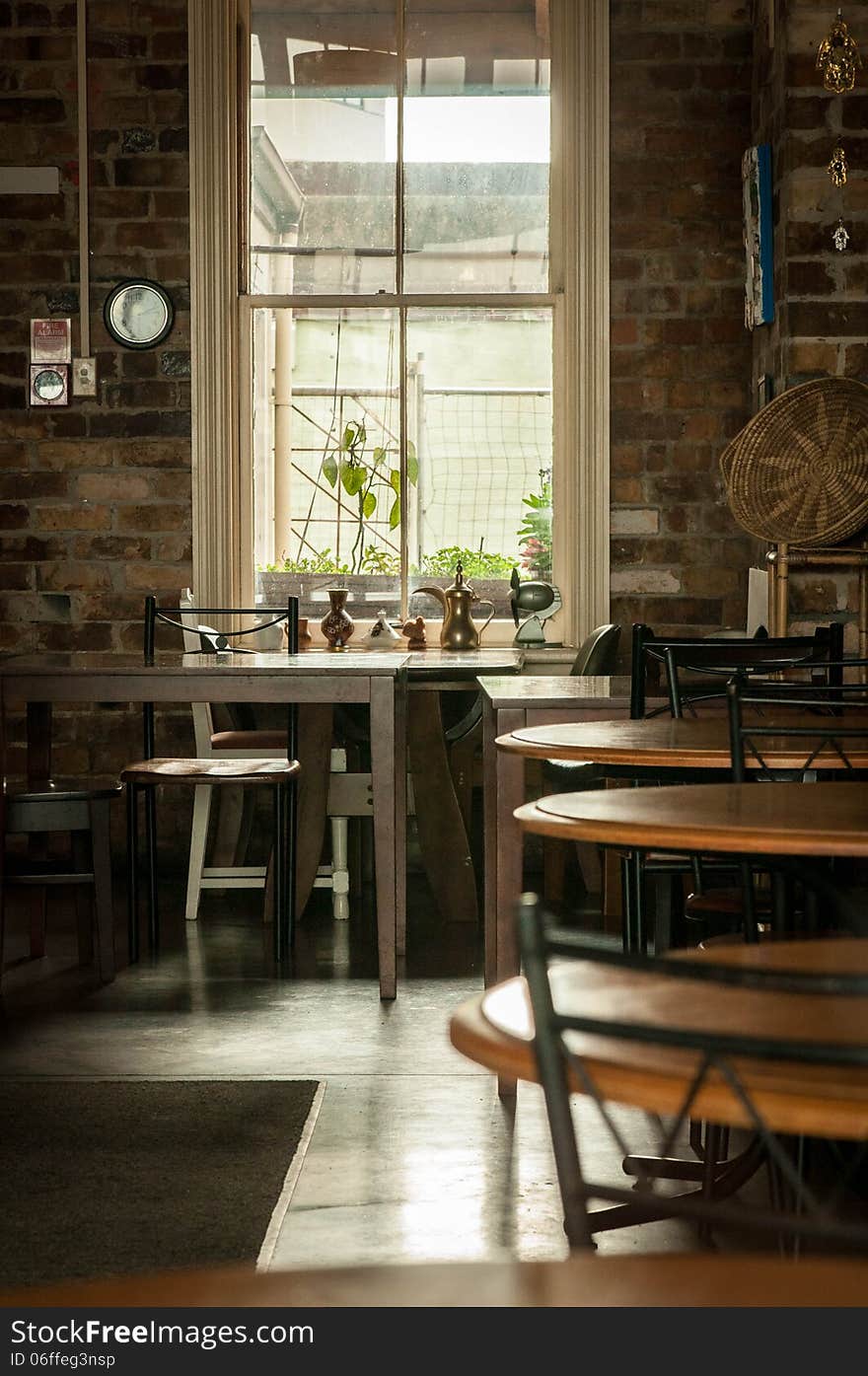 Dark empty cafe with antique decor