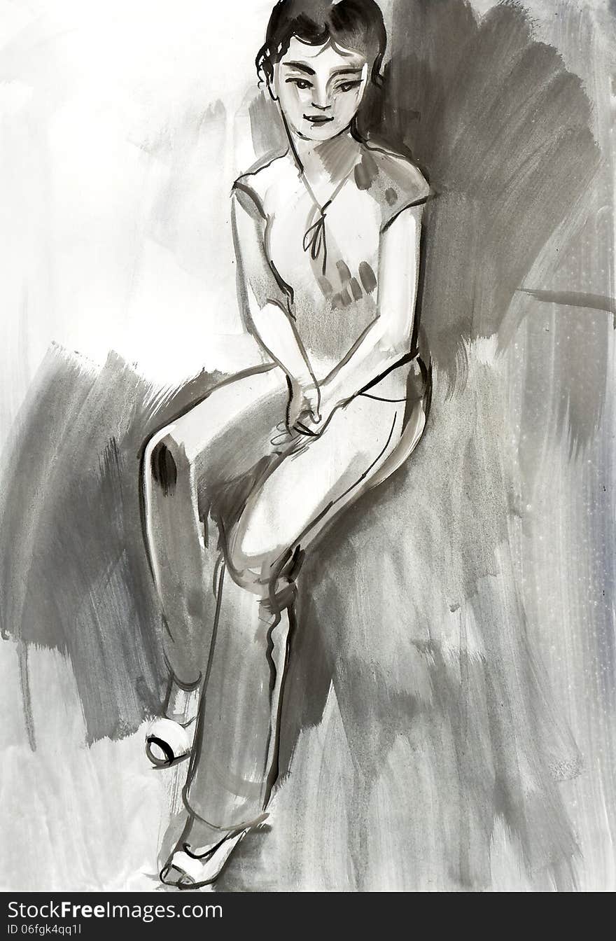 Sketch of a female figure