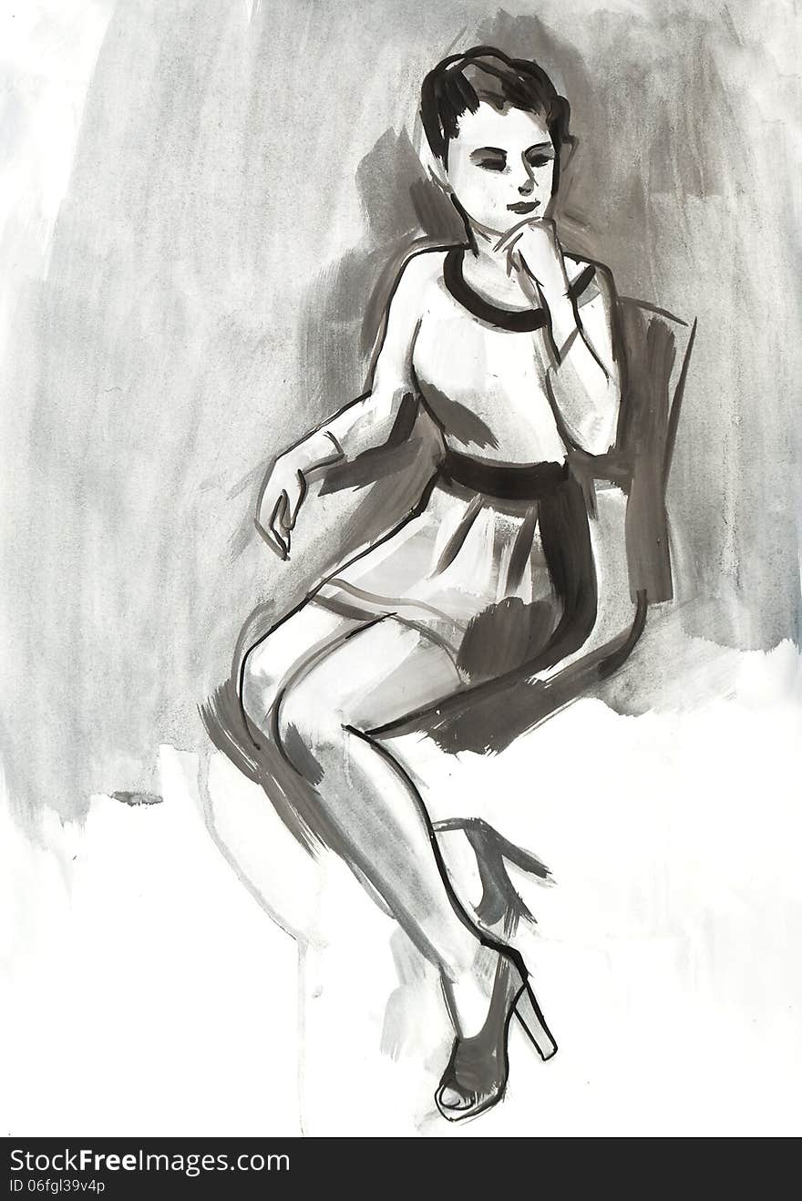 Sketch of a female figure