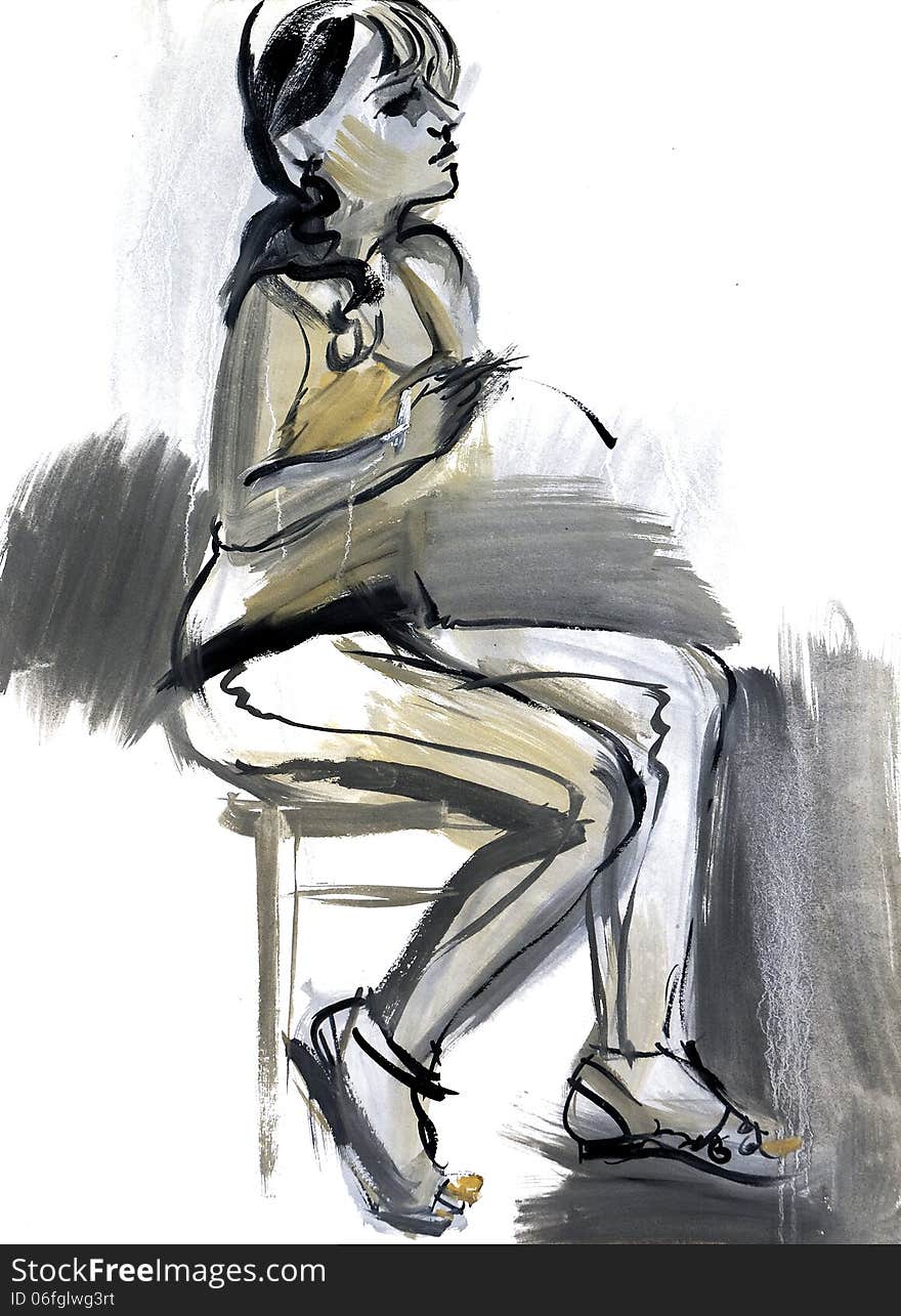 Sketch of a female figure