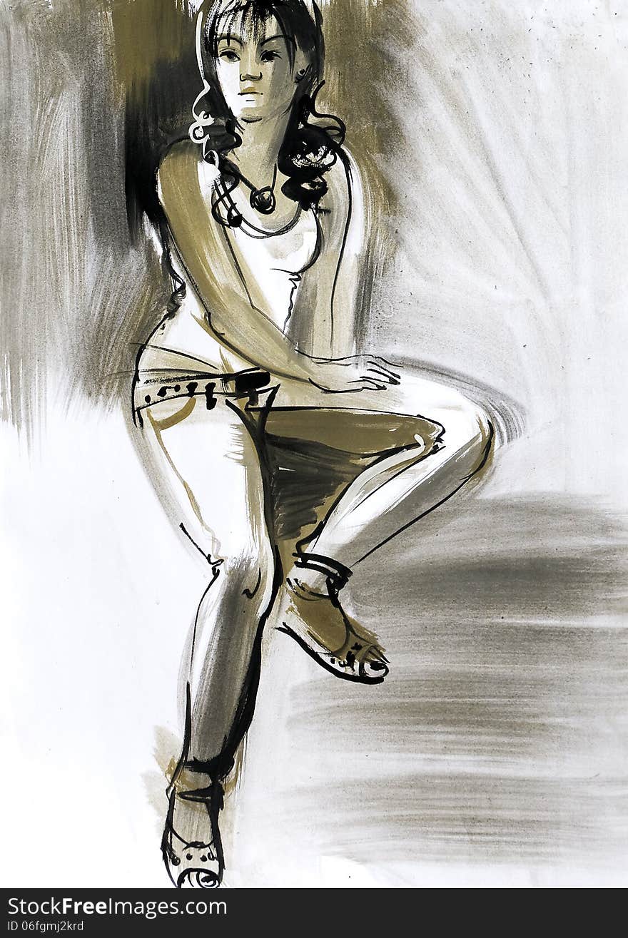 Sketch of a female figure