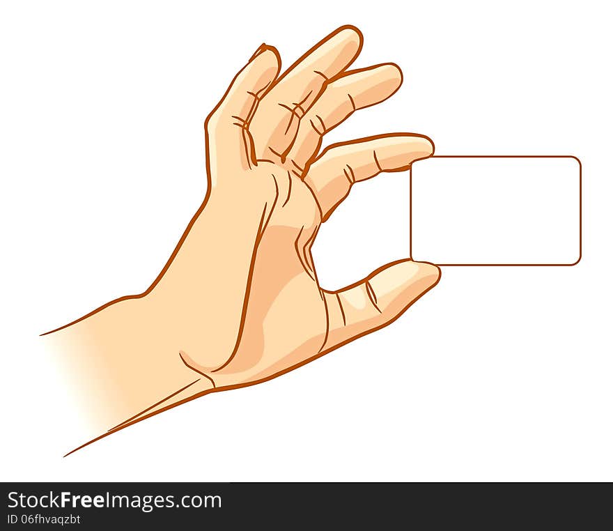 Hand holding an empty business card