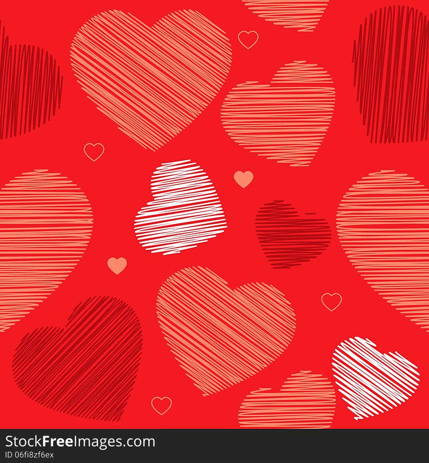 Happy Valentine's Day. Knitted heart. Seamless ornament. Vector illustration