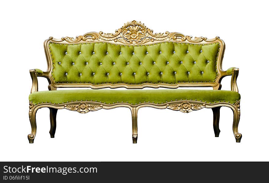 Vintage luxury Green sofa Armchair isolated on white background