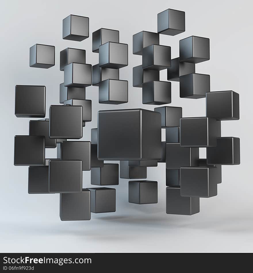 Abstract black geometric shapes from cubes