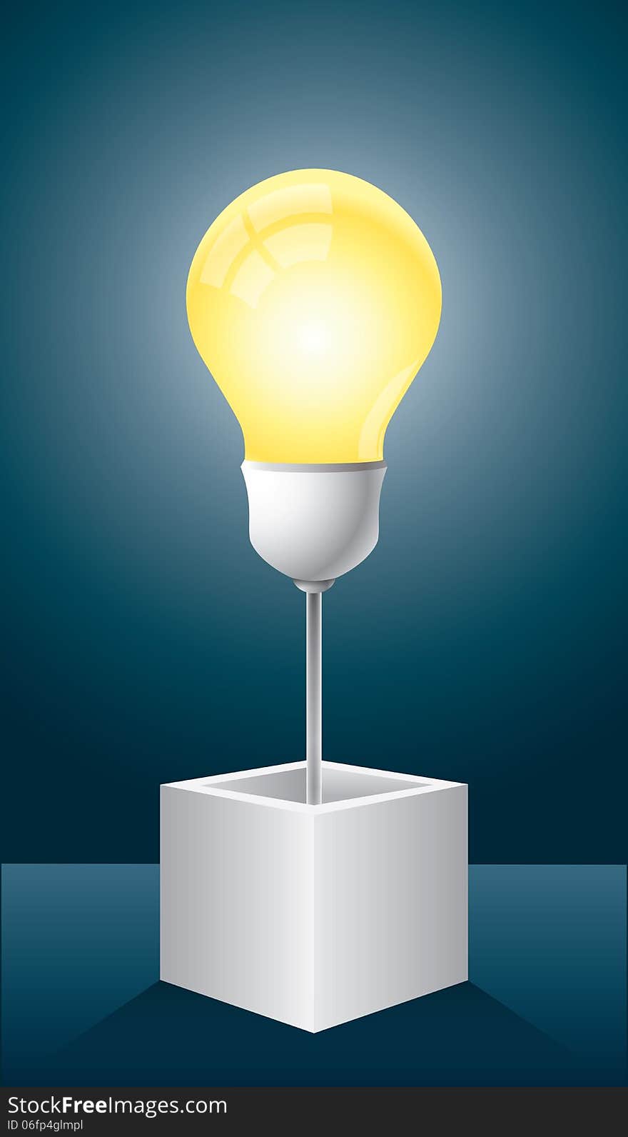 Light bulb outside the box .Vector illustration. Think outside the box concept