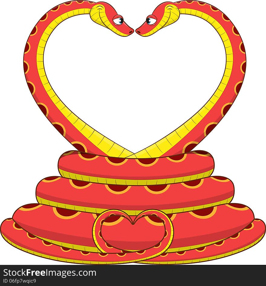 Vector illustration: Two lovers snake