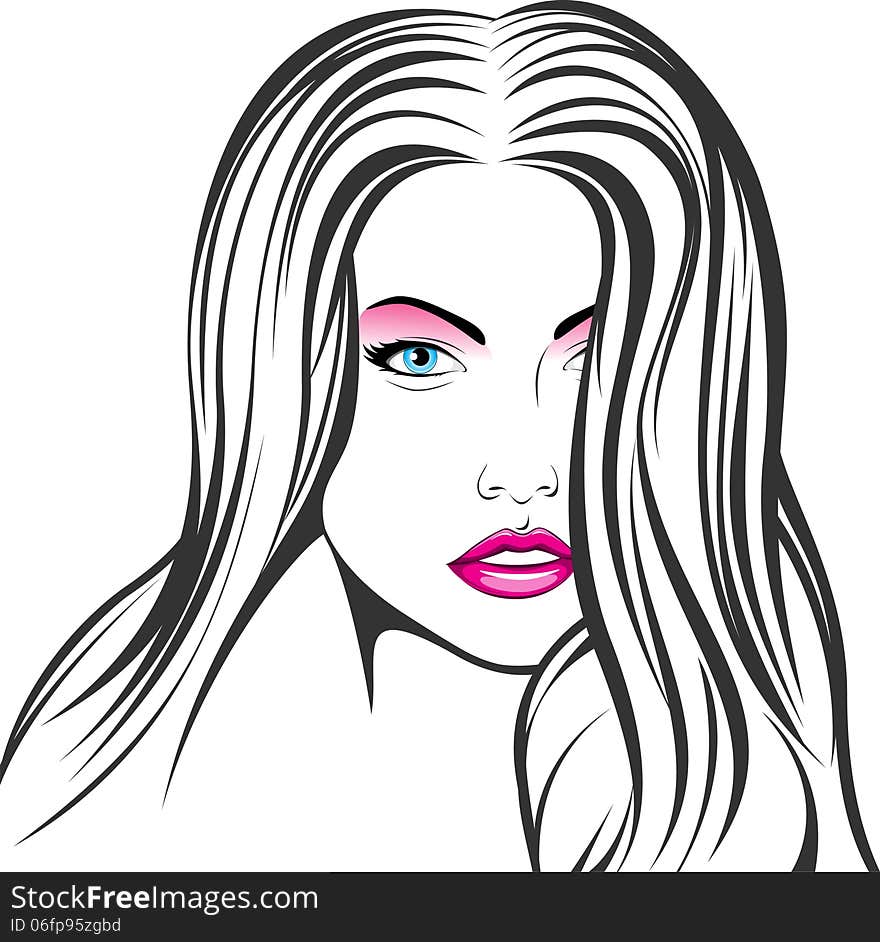 Vector illustration: face of a beautiful girl