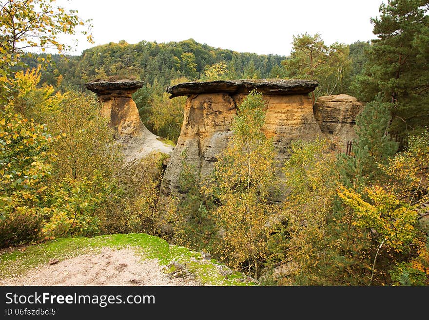 Beautiful rock in wild nature, very rare sandstone rock in czech republic. Beautiful rock in wild nature, very rare sandstone rock in czech republic