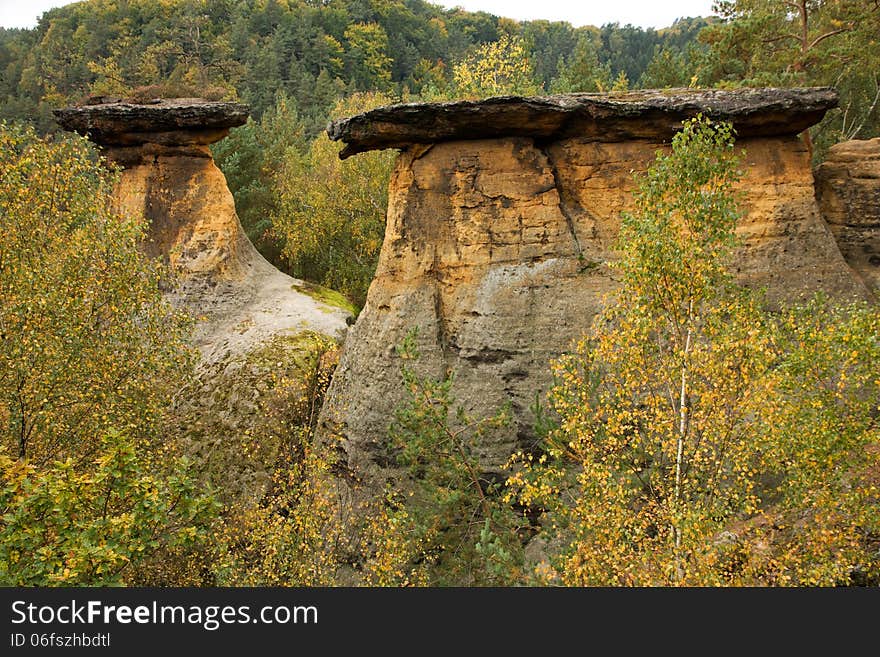 Beautiful rock in wild nature, very rare sandstone rock in czech republic. Beautiful rock in wild nature, very rare sandstone rock in czech republic