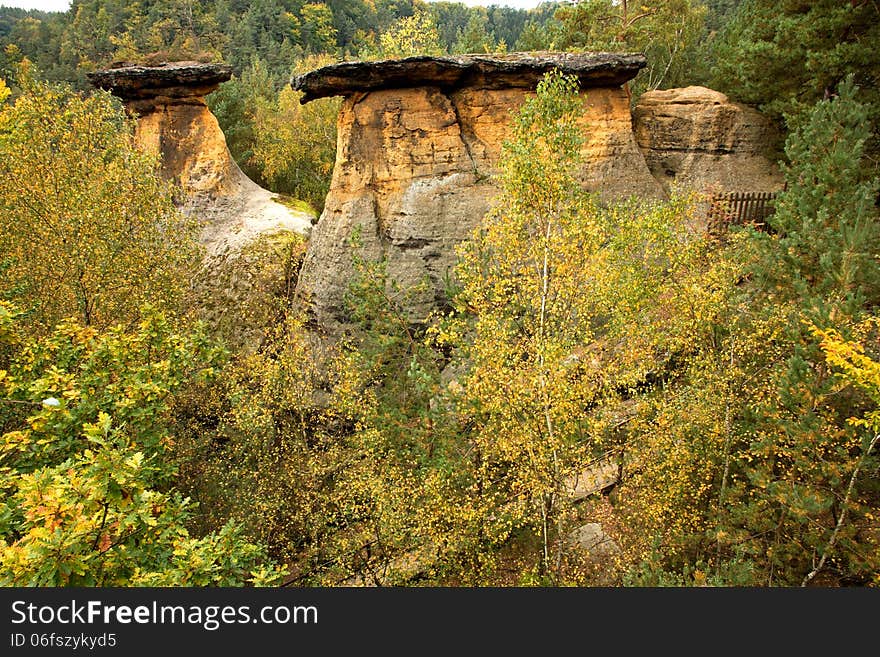 Beautiful rock in wild nature, very rare sandstone rock in czech republic. Beautiful rock in wild nature, very rare sandstone rock in czech republic