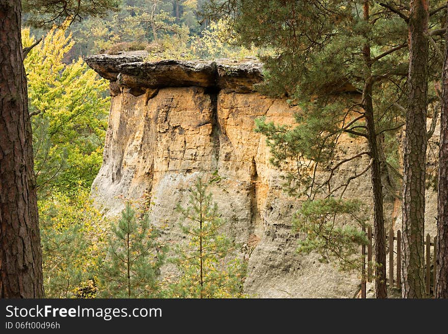 Beautiful rock in wild nature, very rare sandstone rock in czech republic. Beautiful rock in wild nature, very rare sandstone rock in czech republic