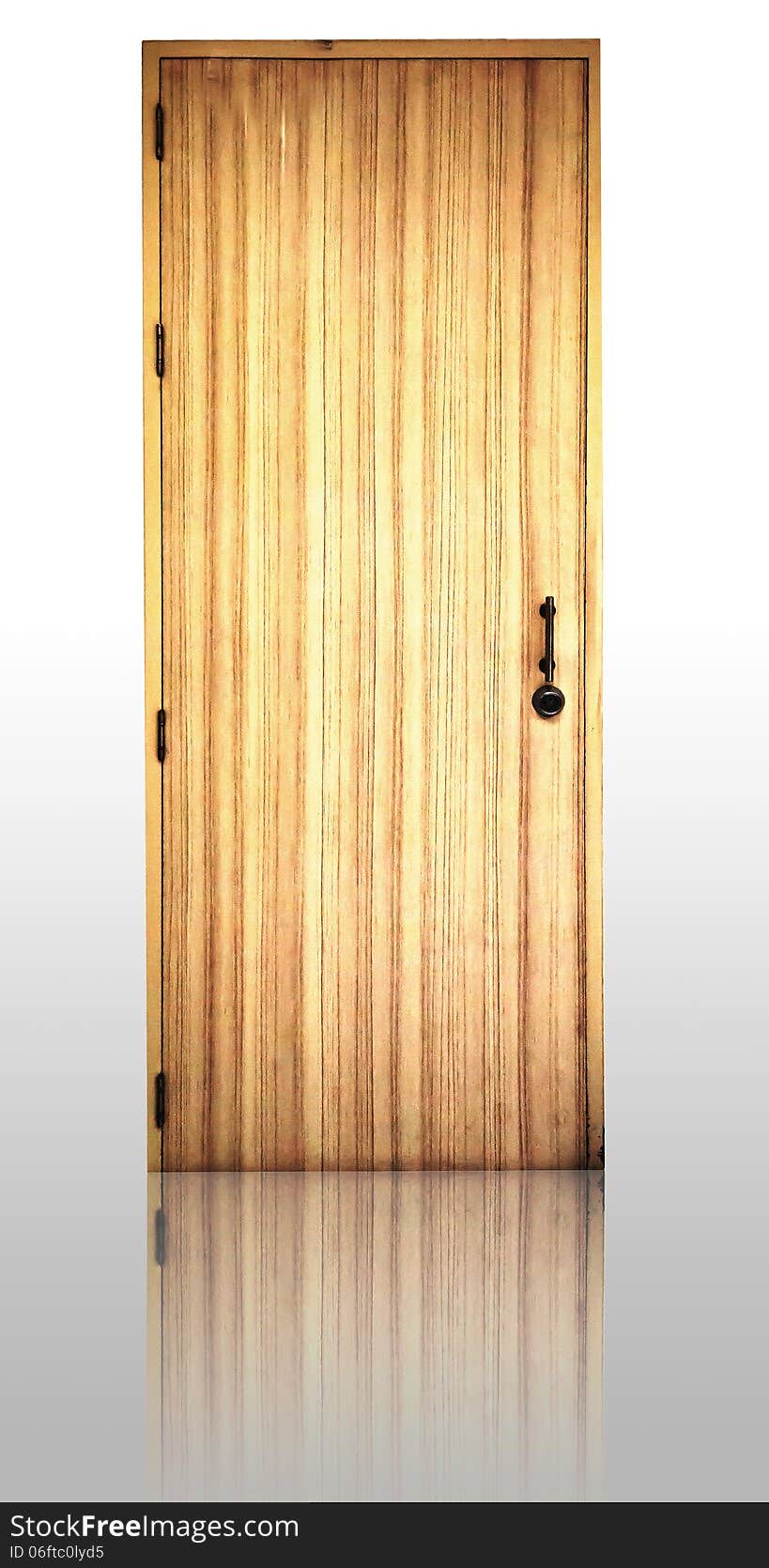 Wood door on white background