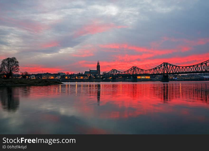 Gorgeous sunset over the river