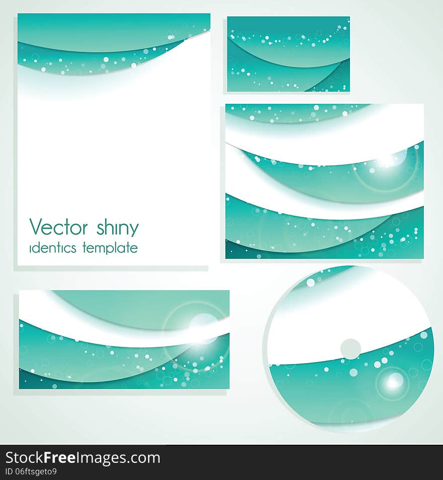 Corporate identity template. Shiny waves. EPS10, transparent elements. Corporate identity template. Shiny waves. EPS10, transparent elements