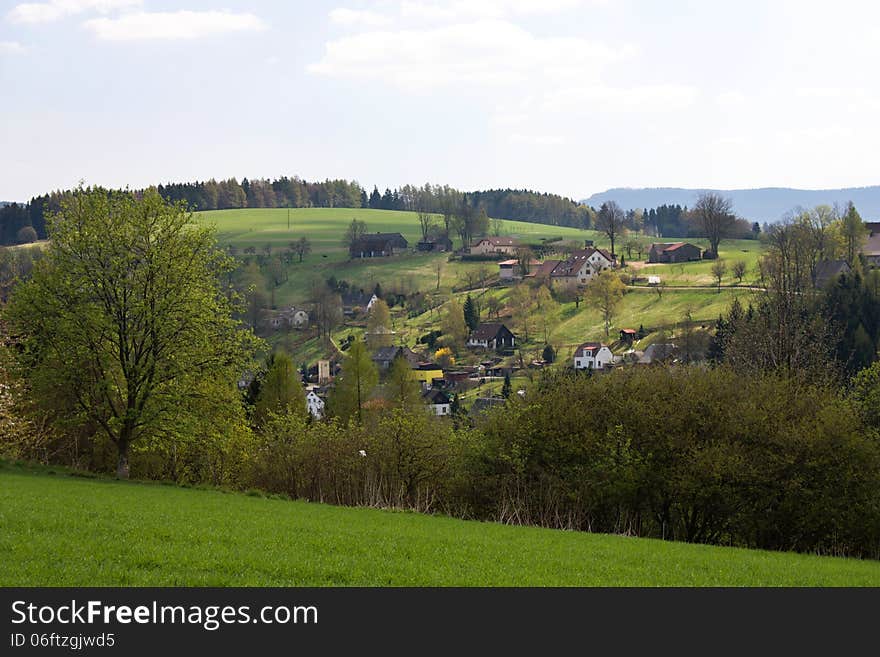 Village on the hill, czech countryside. Village on the hill, czech countryside