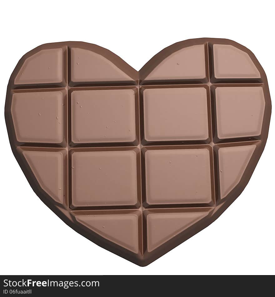 Chocolate Heart Isolated On White Background