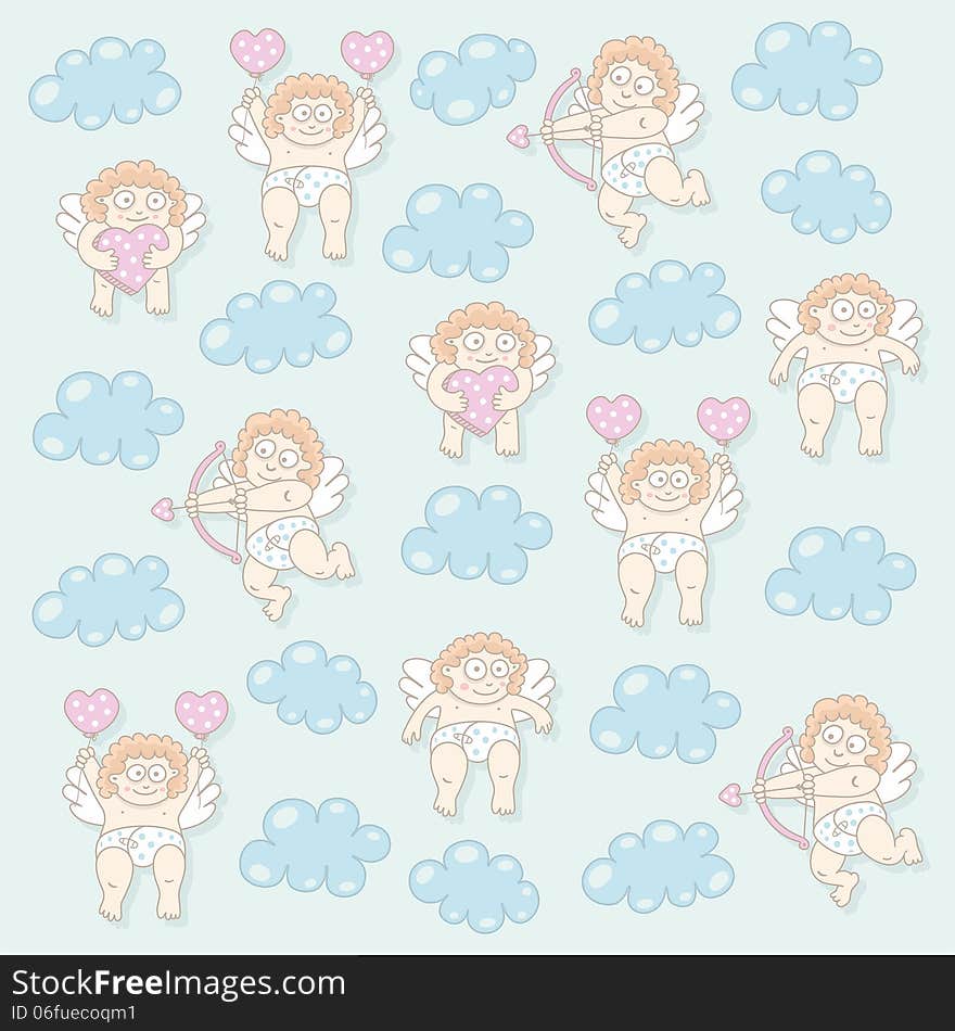 Cupid seamless pattern