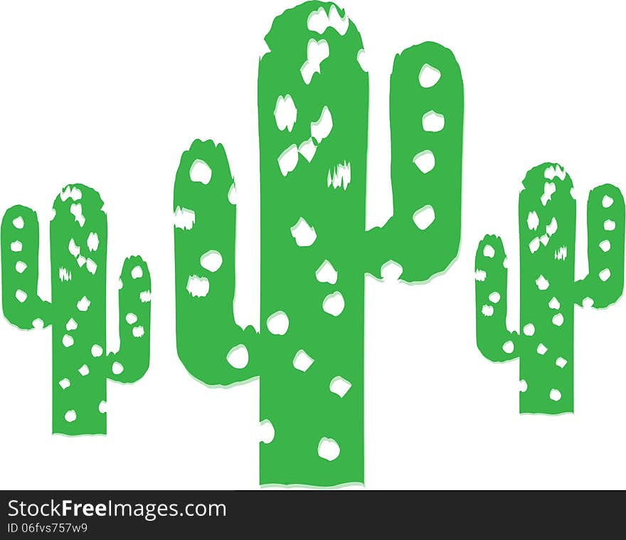 Abstract Illustration of three cactus trees