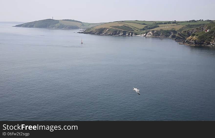 Cornwall River Fowey entrance and coast from Polruan