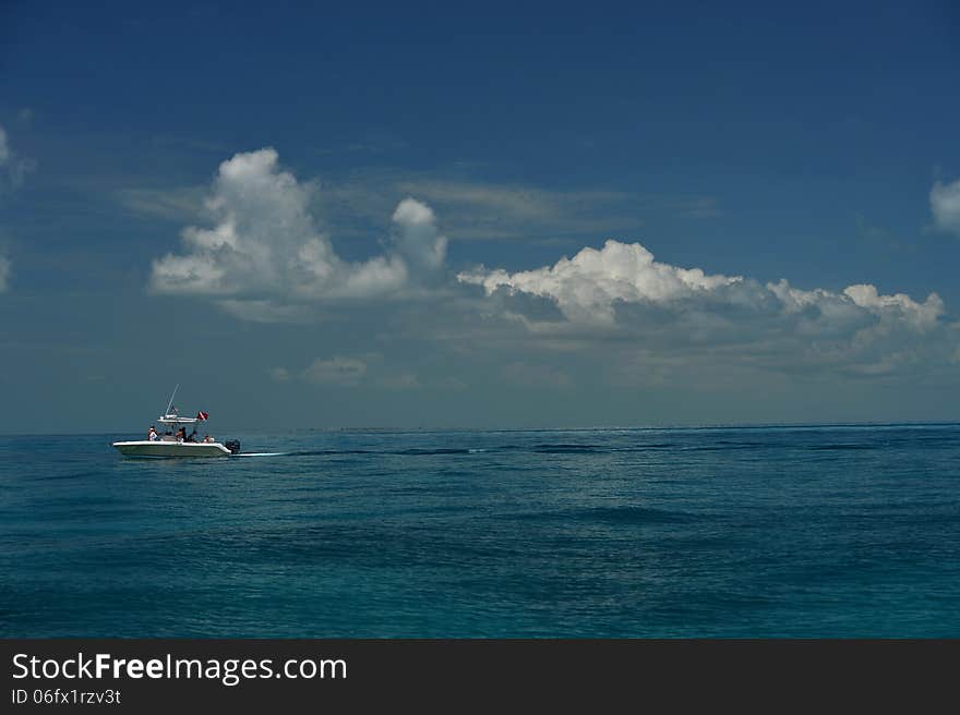 Small Scuba Boat At Tropical Waters