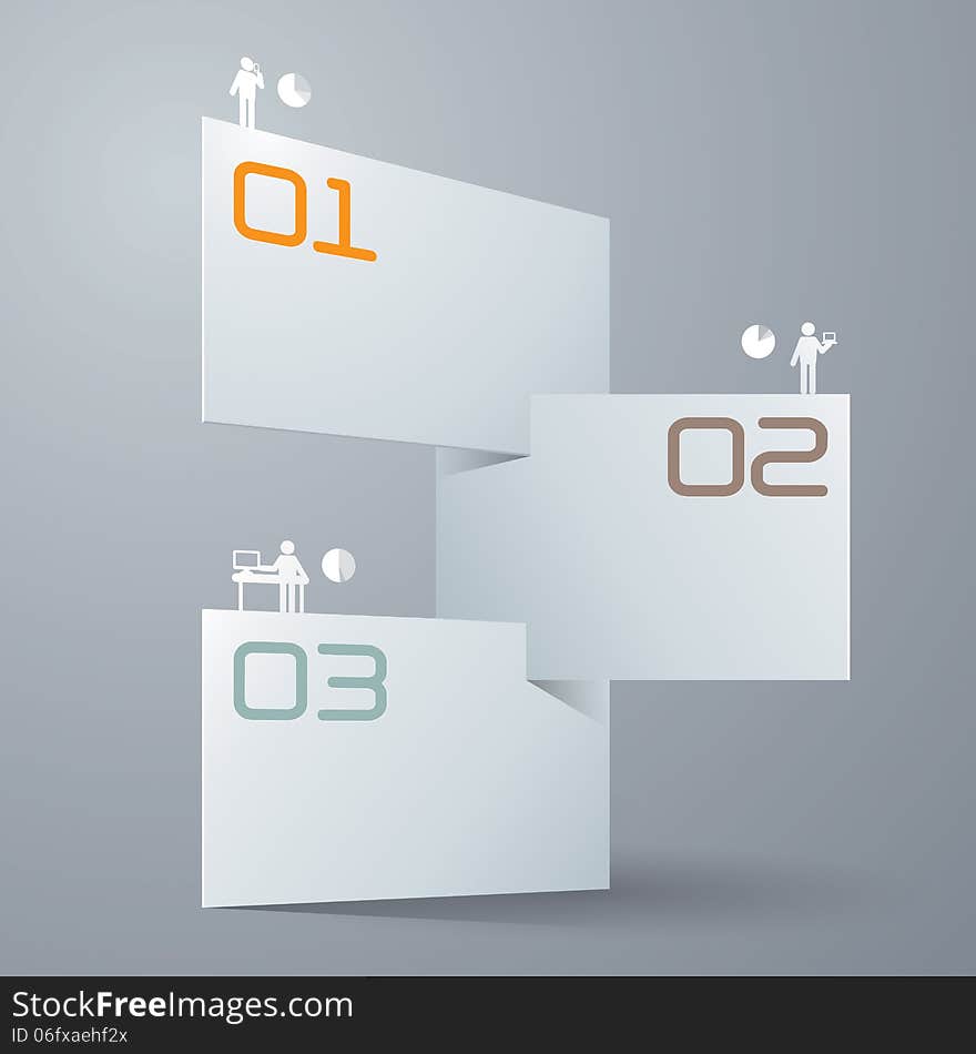 Abstract infographics template design with numbered paper elements.