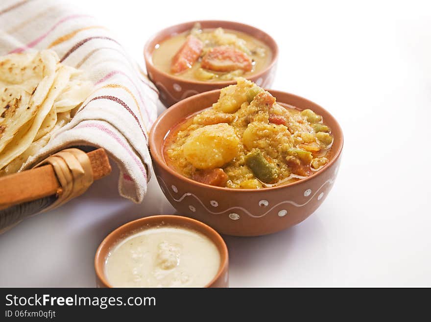 Potato Masala Curry With Sambar