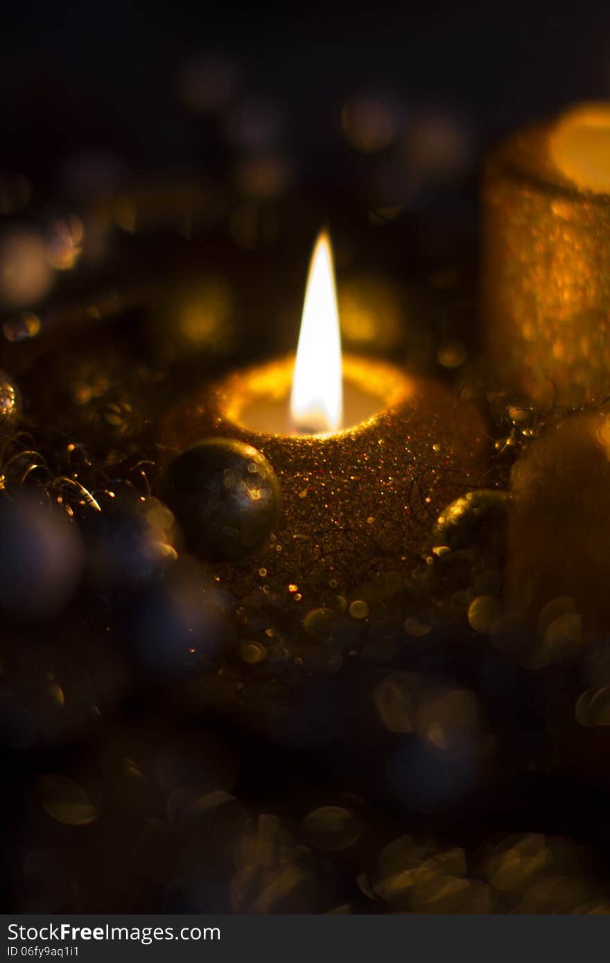 Candle flames at Merry Christmas in Czech republic