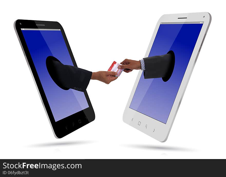 Hand Giving Money over Smartphone