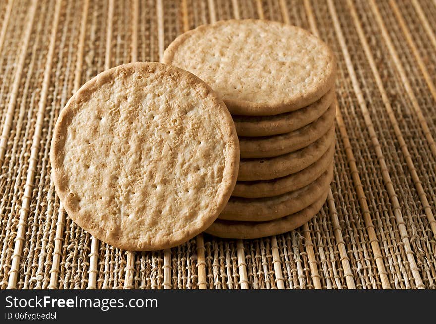 Delicious crackers on the table, a few crackers. Delicious crackers on the table, a few crackers