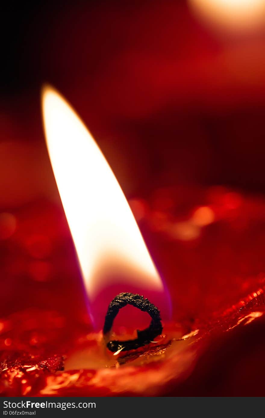 Detailed photo of red advent candles.