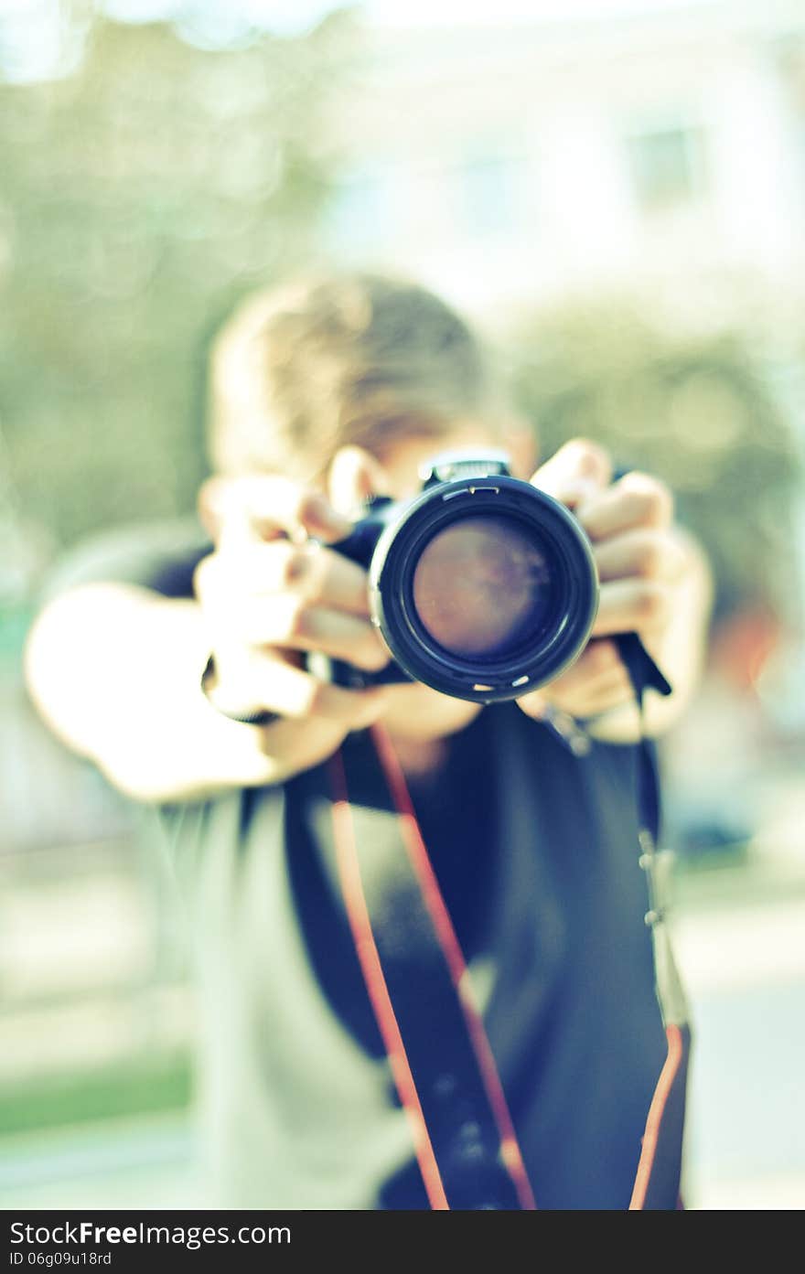 Photographer focusing at the object