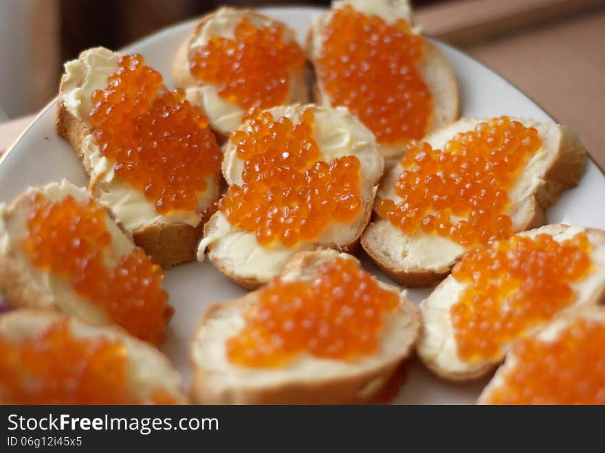 Sandwiches With Red Caviar