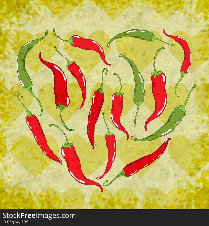 Vector background with peppers heart