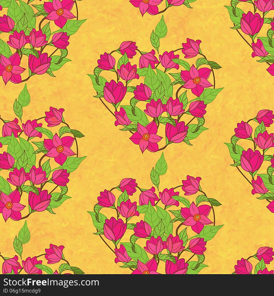 Seamless pattern with magnolia, eps10. Seamless pattern with magnolia, eps10