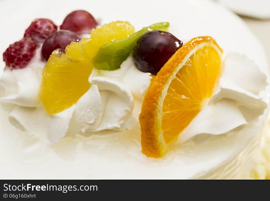 Delicious cookie with cream and fresh fruits. Delicious cookie with cream and fresh fruits