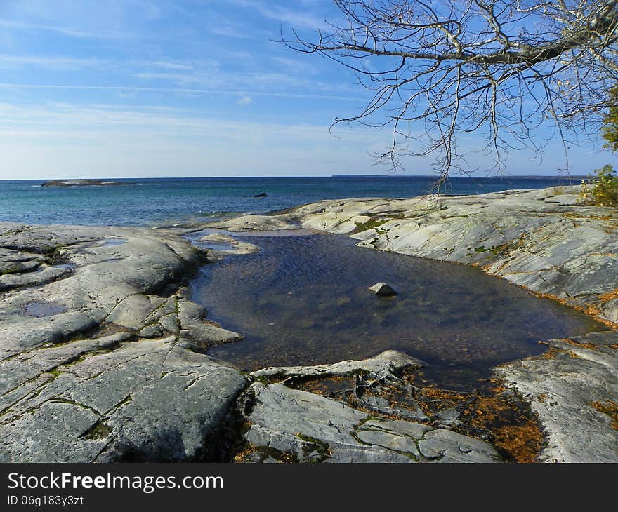 Pooled water at rock shore