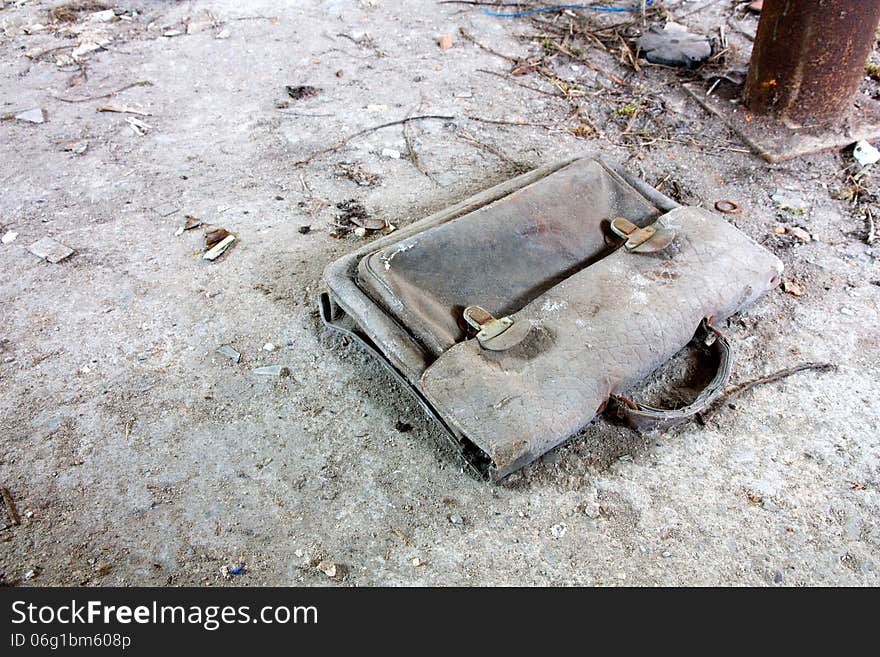 Leather bag lying on the floor. Leather bag lying on the floor