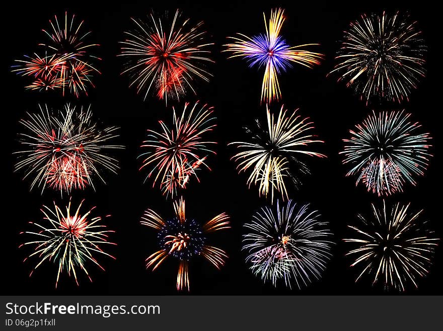 Colorful firework on black background