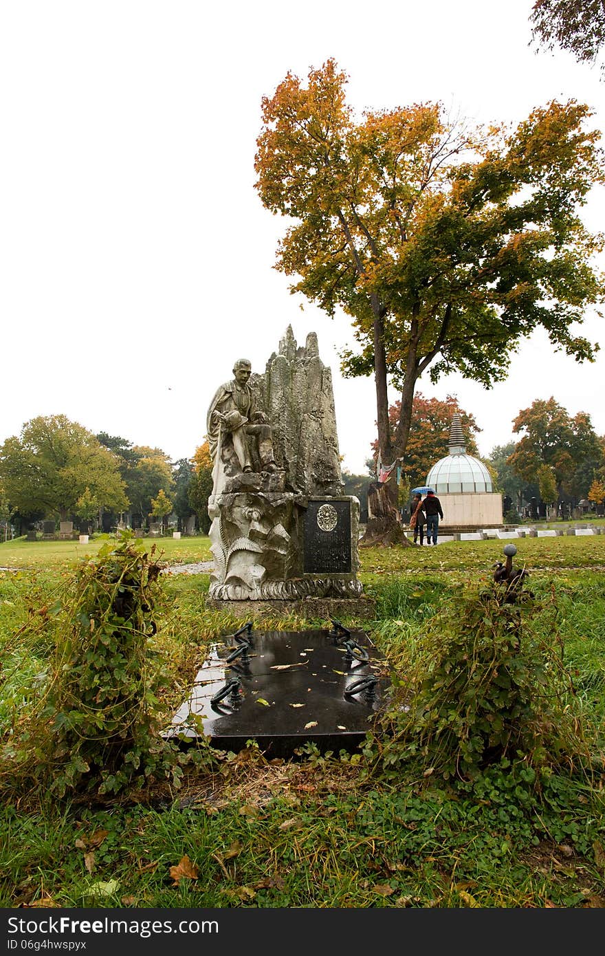 Cemetery in vienna in the autumn chilly day. Cemetery in vienna in the autumn chilly day