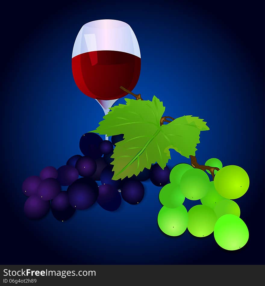 Grapes with a glass