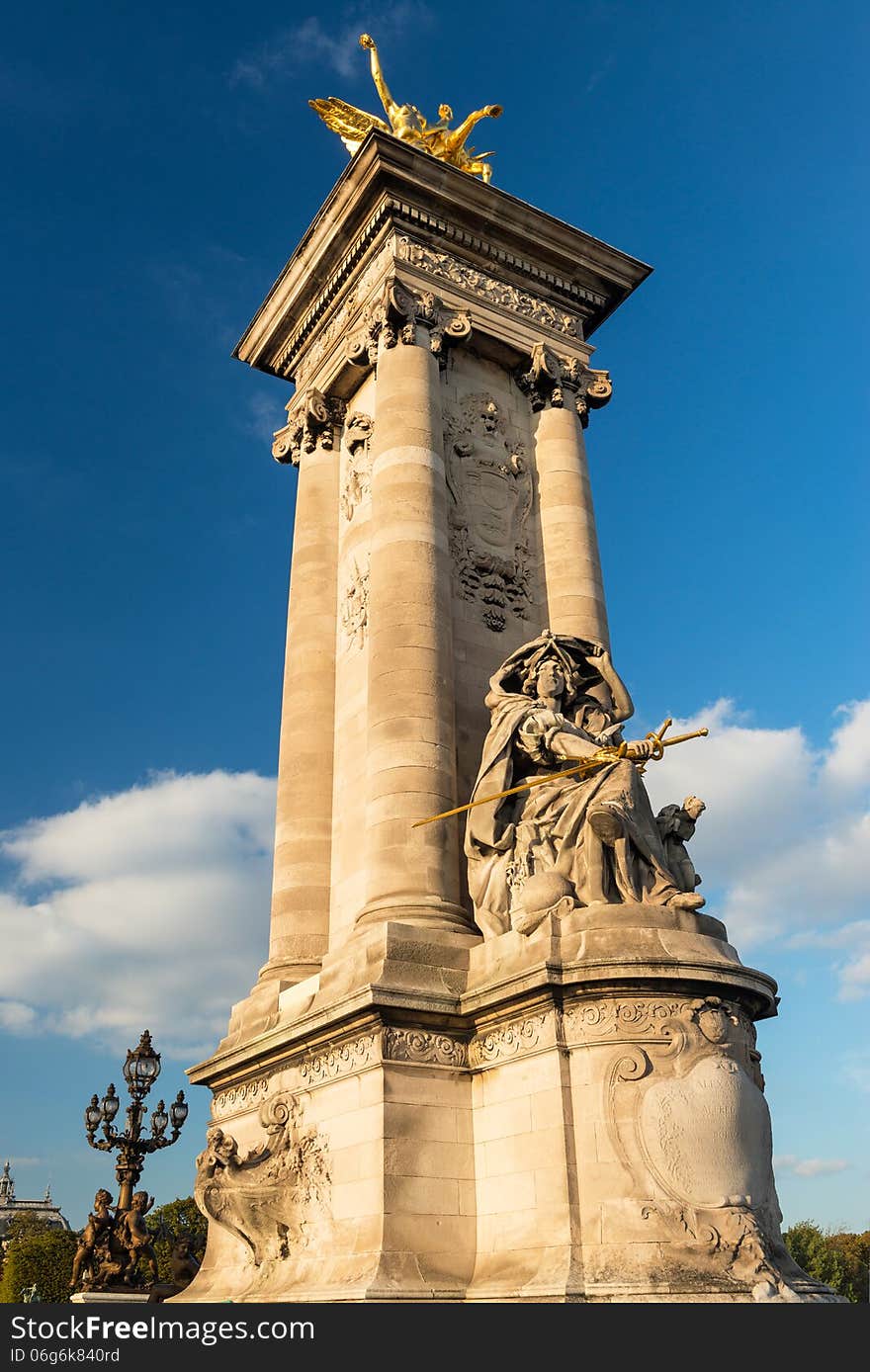 Detail of the Alexandre III bridge in Paris